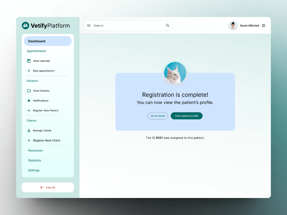 Screenshots of the confirmation page